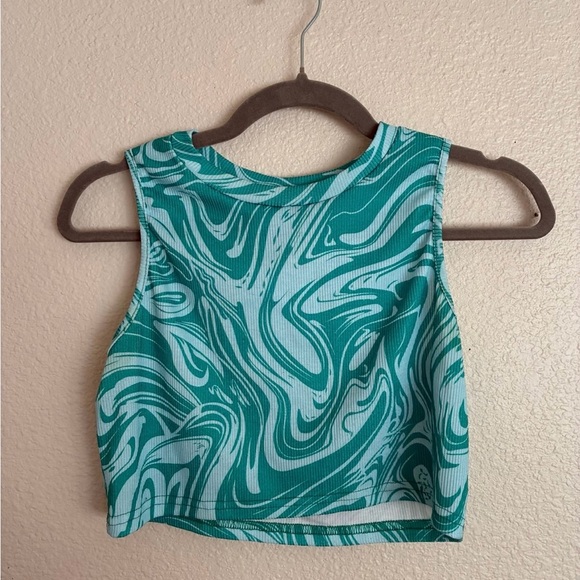 Tops - Green and Aqua Swirl Crop Tank – Size M/L